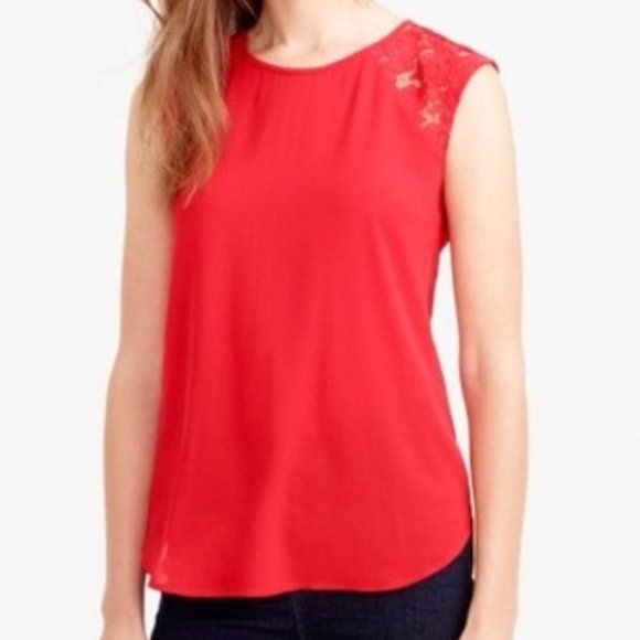 J. Crew Sleeveless Top with Lacy Shoulders - Picture 1 of 11